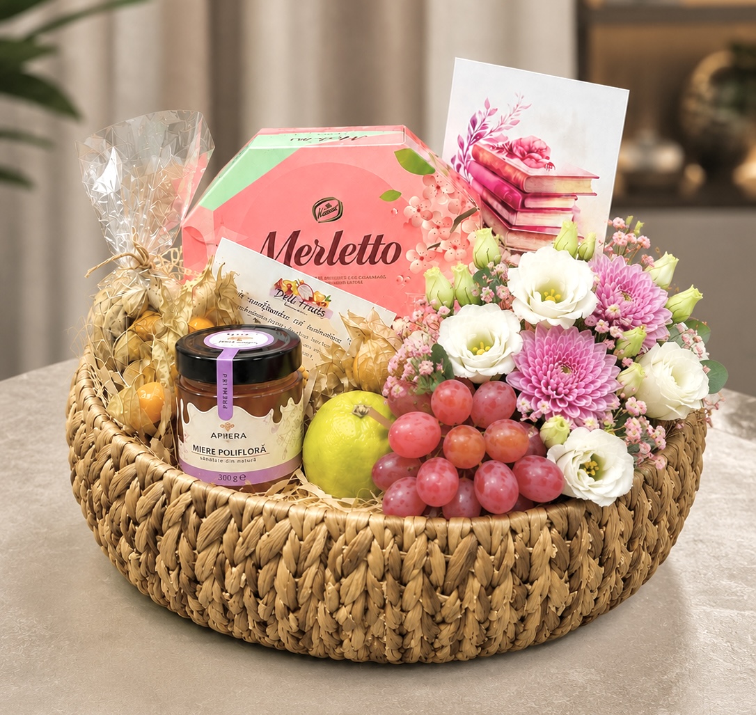 Cadou pentru profesori Nr. 56 — Coșul cu Flori și Răsfăț delligiftshop.md