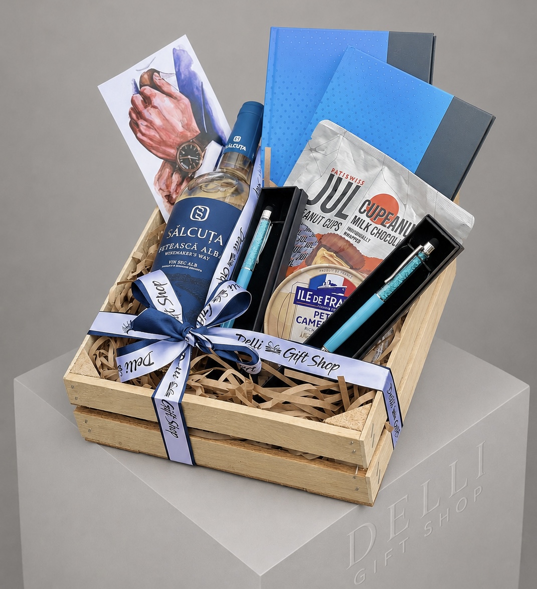 Cadou pentru profesori Nr. 53 — Setul „Blue Distinction” delligiftshop.md